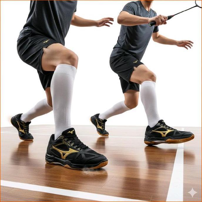 SEPATU OLAHRAGA BULUTANGKIS SOL DI JAHIT SEKELILING / SEPATU BADMINTON VOLI LARI MIZUNO SOL BERDECIT