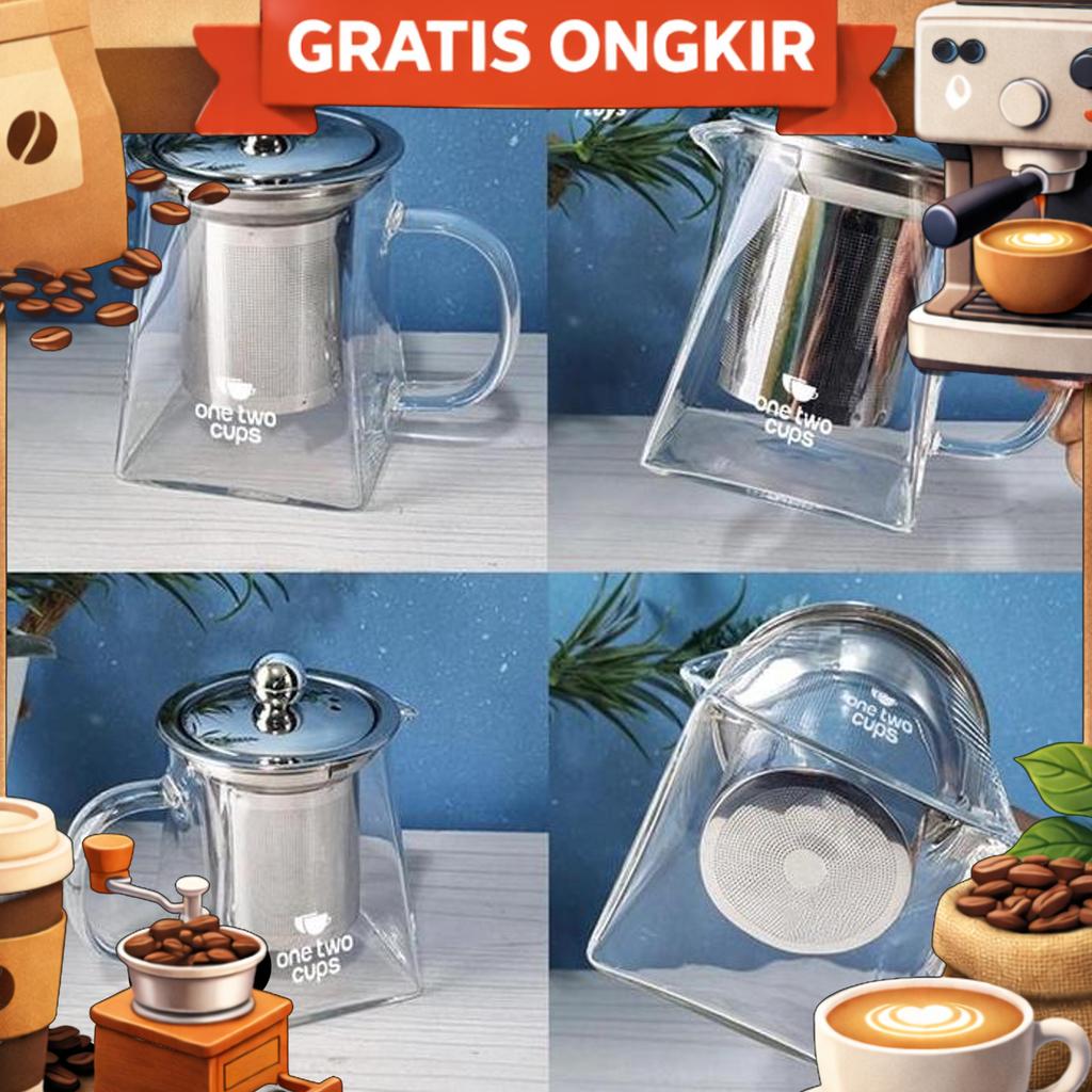 Tea Infuser Teapot 350Ml Teko Teh Saringan 350 Ml Tea Server Kaca