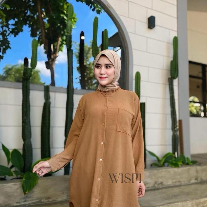 (BEST SELLER) Mooda.Style - KANAYA Tunik Wanita Dress Polos Busui Kancing Crinkle Airflow Muslim Nya