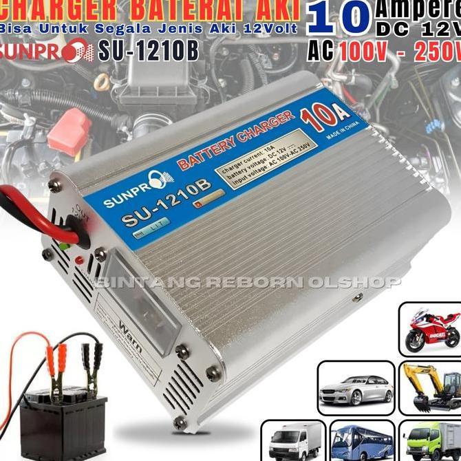 CHARGER AKI 12V 10 AMPER SUNPRO SU-1210B 10Amps BATERY CHARGER AKI ALAT CASAN AKI MOBIL 10A - Charge