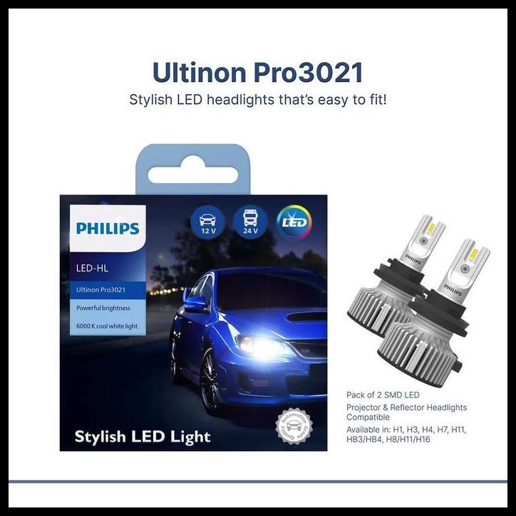GRATIS ONGKIR LAMPU LED H11 ORIGINAL PHILIPS ULTINON PRO3021 12V 24V 20WATT 6000K ISI 2PCS BOHLAM 