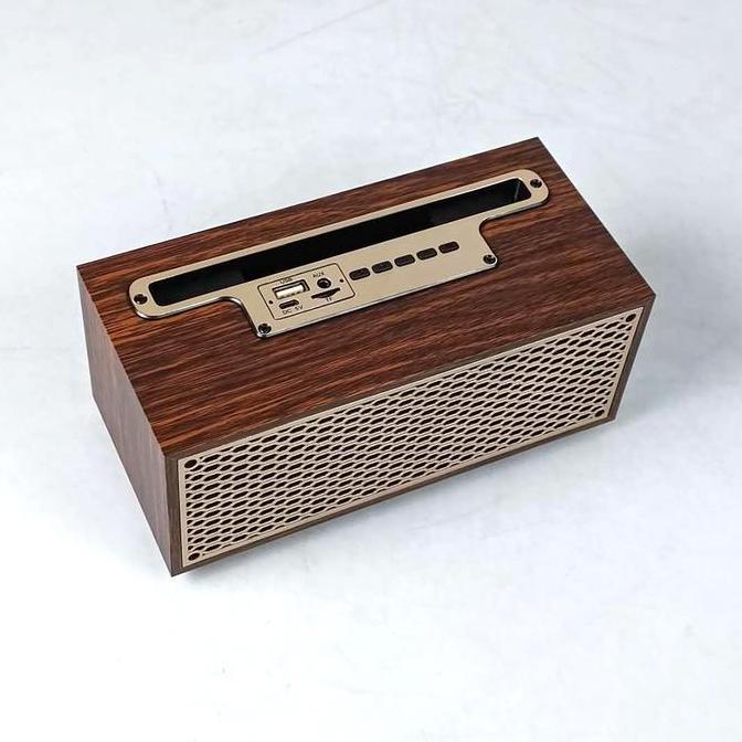 Sale Speaker Bluetooth Radio Jadul Kayu Klasik Portable Mini 1200Mah Usb