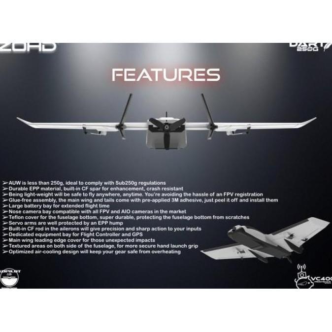 ZOHD DART 250G 570mm Wingspan EPP FPV RC Wing Airplane PNP