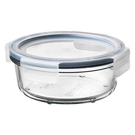Wadah Makanan/Tupperware Penutup Bulat Kaca/Plastik, 400 Ml