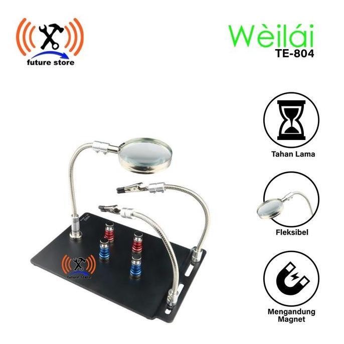Weilai WL-804 Penjepit PCB Holder + Kaca Pembesar /Jepitan Magnet Ori