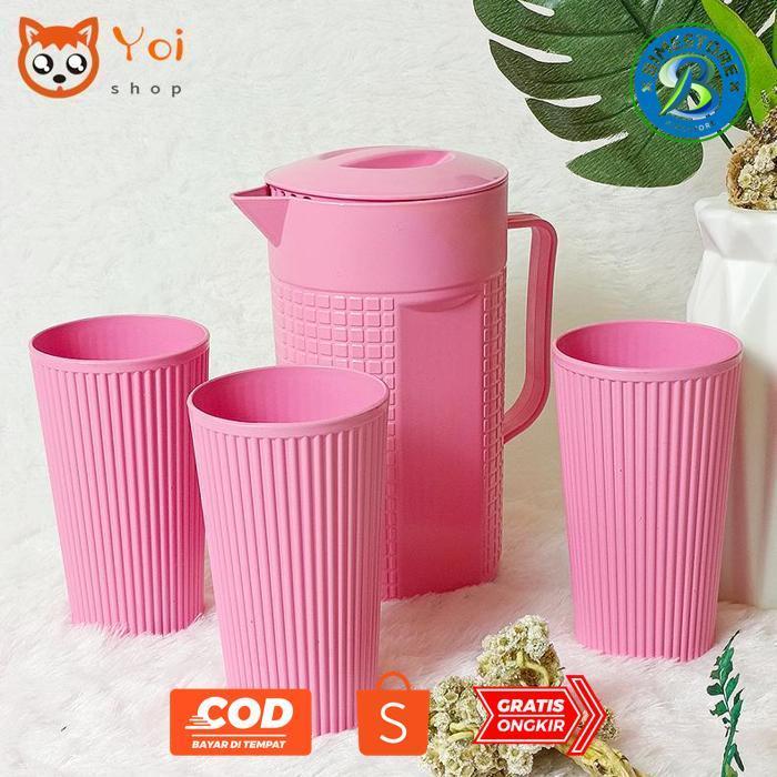 BIMESTORE YOI - TEKO SET PLASTIK 4 IN 1 / TEMPAT AIR MINUM / 1.5 LITER VIRAL