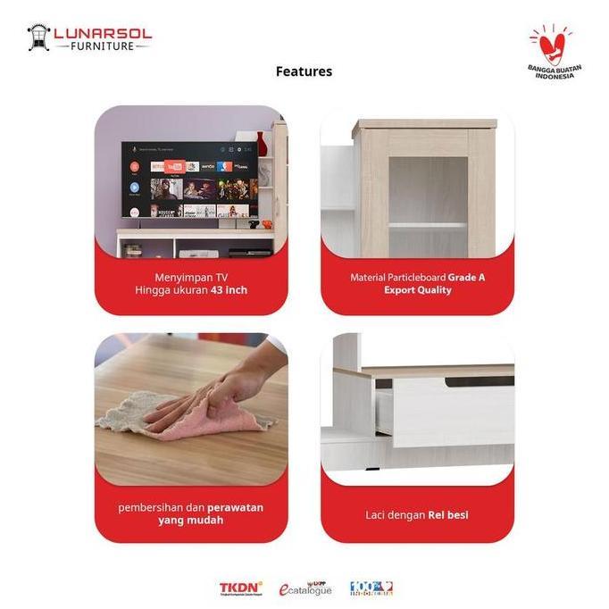 Allo- Lunarsol Rak Tv / Meja Tv Cabinet Type Lvr 130 Pintu Panel Pintu Kaca