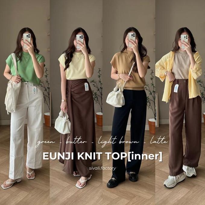 SIVALI Eunji Knit Top - Baju Wanita Vest Turtleneck Rajut Tanpa Lengan | Inner Hijab - Atasan Wanita