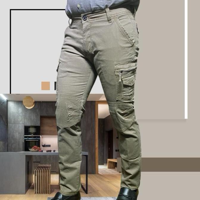 Boyinboy- O'City Po79 Celana Kargo Taktikal Slimfit Bahan Canvas Stret Saten Terbaru Pria Casual Pan