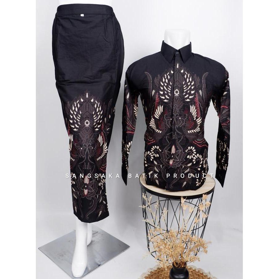 (BEST SELLER) Sangsaka Batik - Baju Batik Couple Pasangan Kondangan Katun Rok Span Belahan Depan, Ba