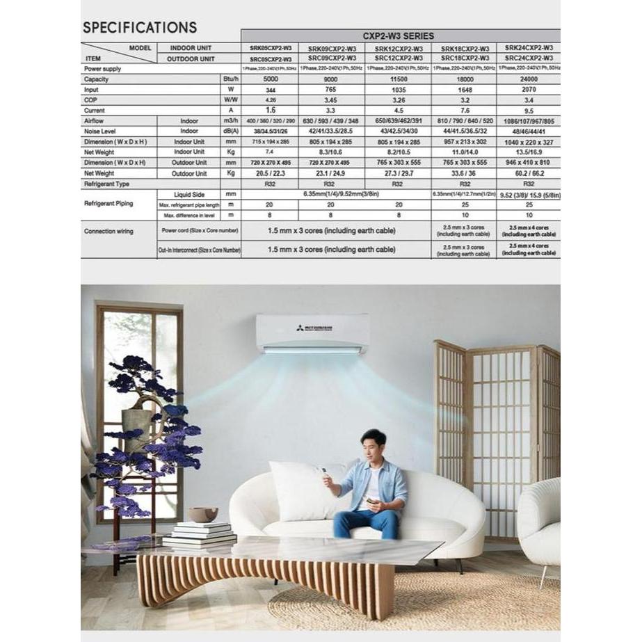 Coolwe- Ac 1 Pk Mitsubishi Heavy Industries Standar Srk09Cxp-W3/Wh