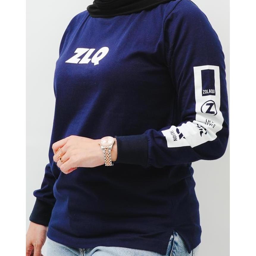 Cantek- Zolaqu - Atasan Kaos Wanita Size Cotton Combed 20S Navy Nafle