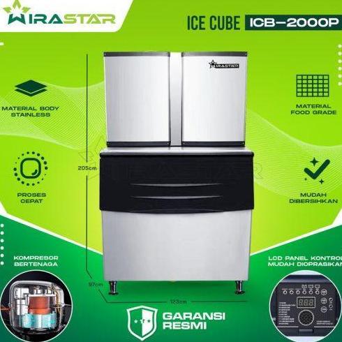 WIRASTAR ICB 2000P (909KG/HARI) - MESIN CETAK ES BATU KRISTAL - NON SILICON KITCHENWARE ORIGINAL DAN