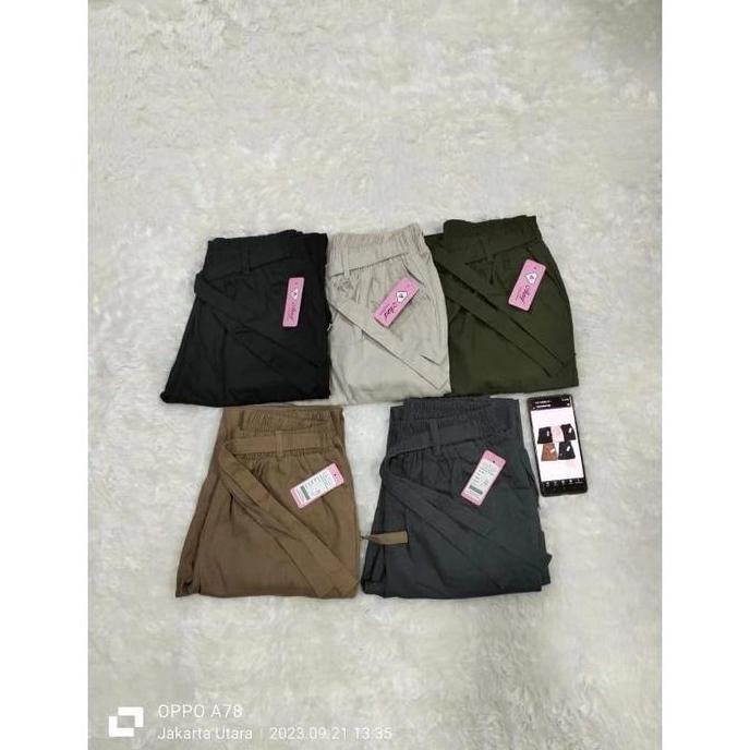 Griloff- Celana Joger Panjang Wanita Bahan Katun Twill Combad Bb 40-100Kg Celana Tali Samping Kanton