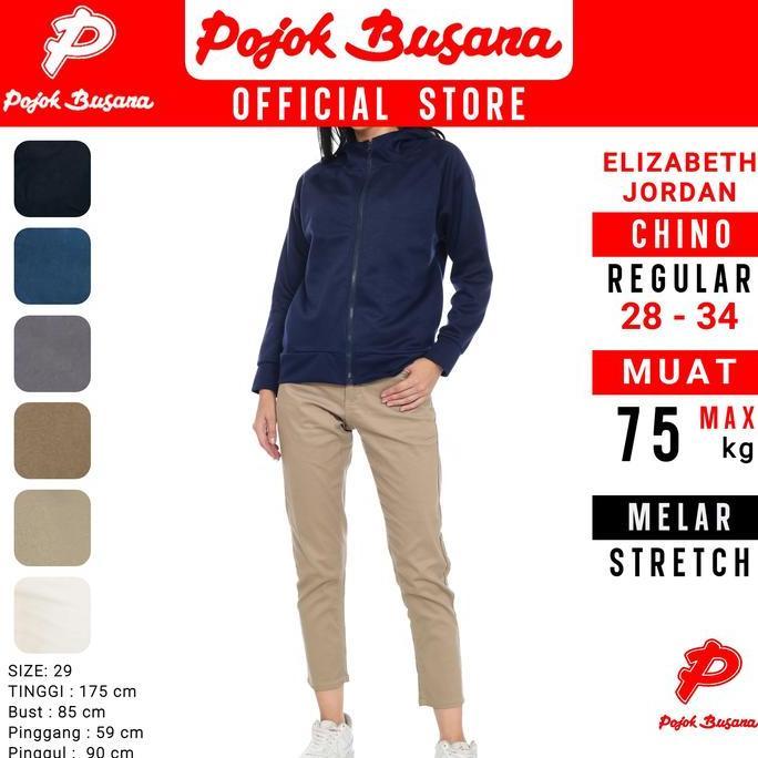 Griloff- Pojok Busana Celana Panjang Wanita Zipper Slim Premium Stretch - Elizabeth Jordan - Ladies 