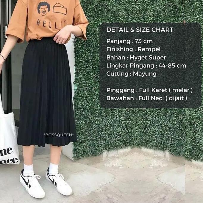 Griloff- Rok Plisket Pendek 7/8 Wanita Model Payung / Rok Plisket Mayung Pendek / Rok Kerja Dewasa P