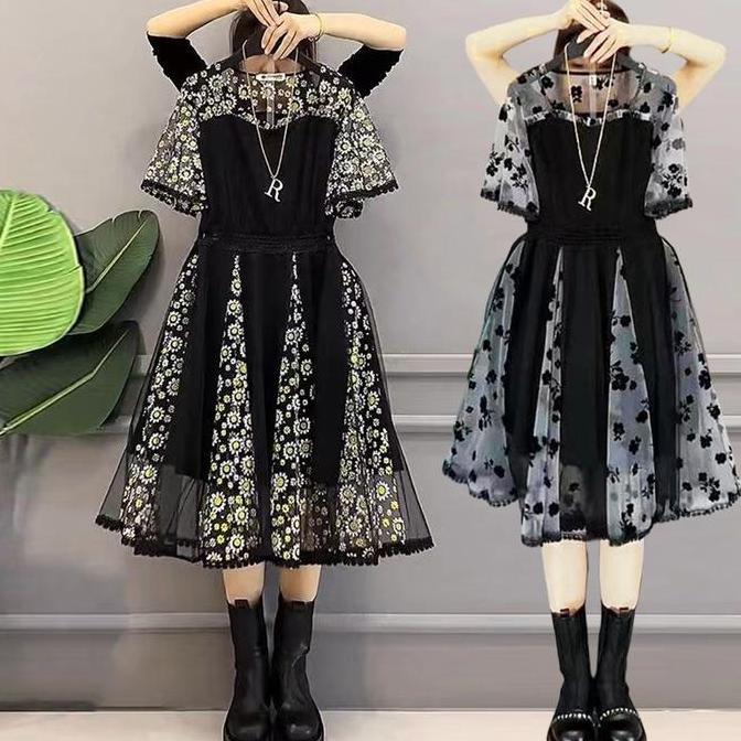 Unik Fanmu 5057 Dress Korean Style Dress Wanita Gereja Hitam Gaun Gereja Elegan Mewah Kristen Dress 