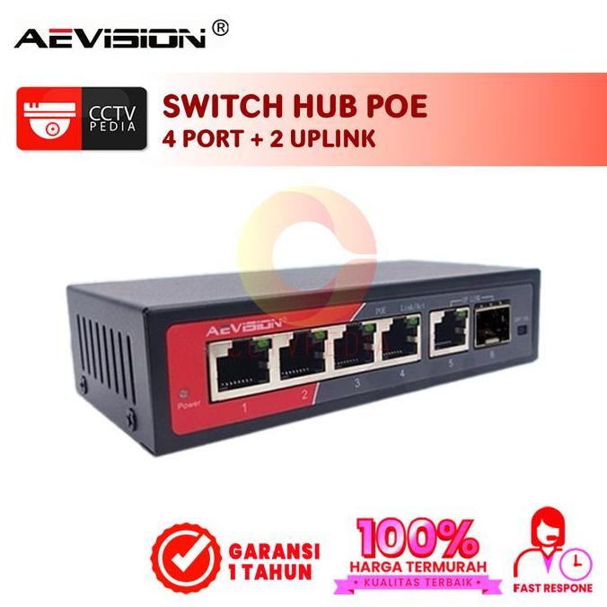 SWITCH POE 4 PORT +2 UPLINK AEVISION  POE 4+2 UPLINK 10/100 SMART POE