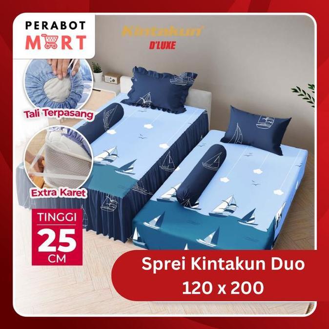 Sprei Duo 2in1 Kintakun Dluxe Ukuran 120x200 cm Tinggi 25cm  Tali  Karet - seprai  Seprei  Kain Spre