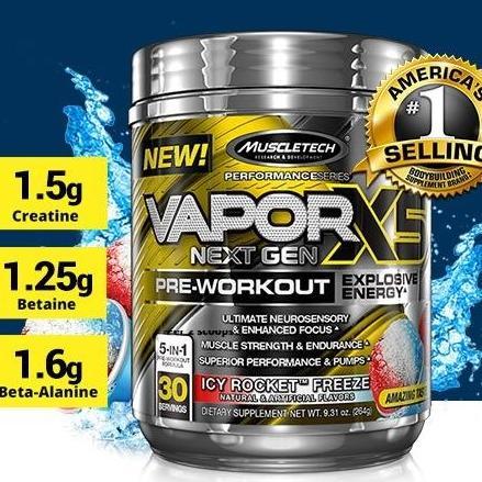 MUSCLETECH NANO VAPOR X5 VAPORX5 X 5 PRE WORKOUT PREWORKOUT 30 SERVING