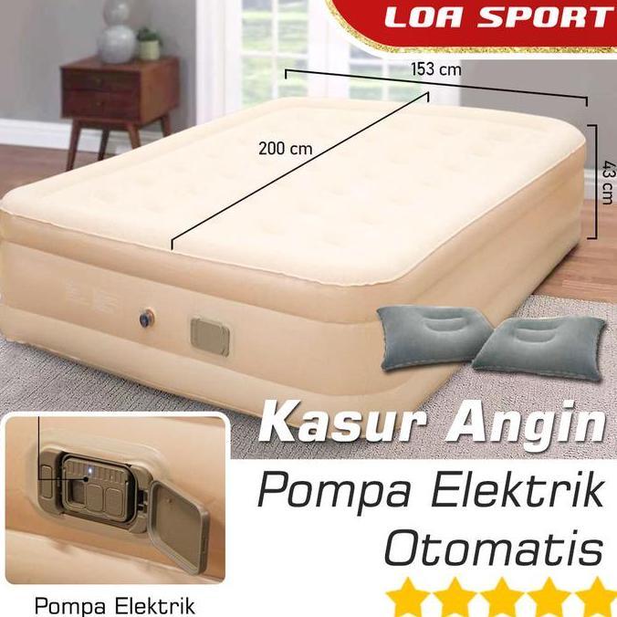 Kasur Angin Pompa Elektrik Otomatis Usb Rechargeable Plus Bantal Tiup