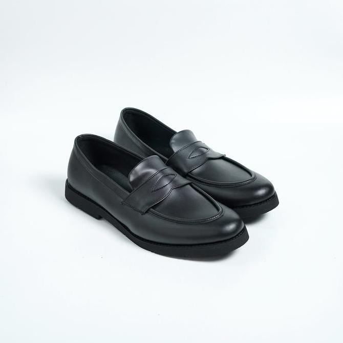 Sale Jack Footwear -Sepatu Loafers Formal Pria Malvin Black Flat Shoes