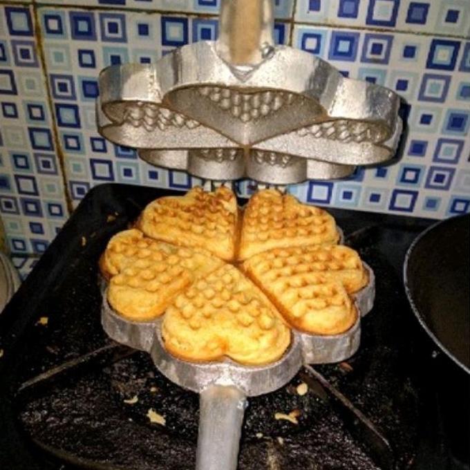 Cetakan Wafel Mini Cetakan Wafel Kompor Cetakan Wafel Anti Lengket Bahan Aluminium Cor [terbaik]