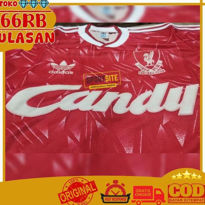 Kaos Adidas Jersey Liverpool F.C. 1989 1990 1991 Home Football Club Soccer Running Sports Shirt JSY 