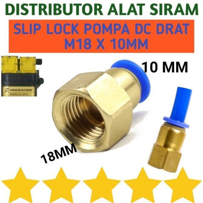 FITTING PNEUMATIC M18 X 10MM NEPEL POMPA DC DRAT 18MM SELANG PU 10 MM
