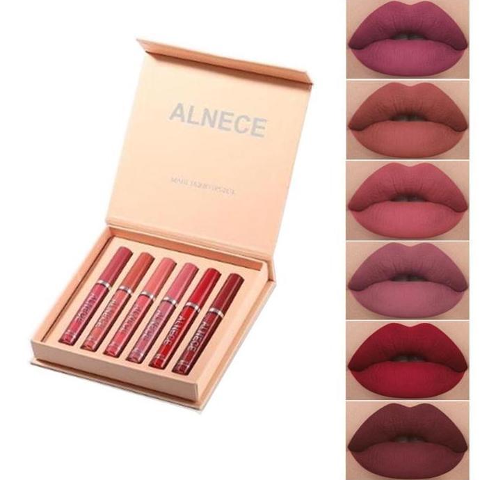 Lipss- Alnece#001  Lasting Glossy Lipgloss 6-Pack Liquid Lipstick Gloss Lipstik