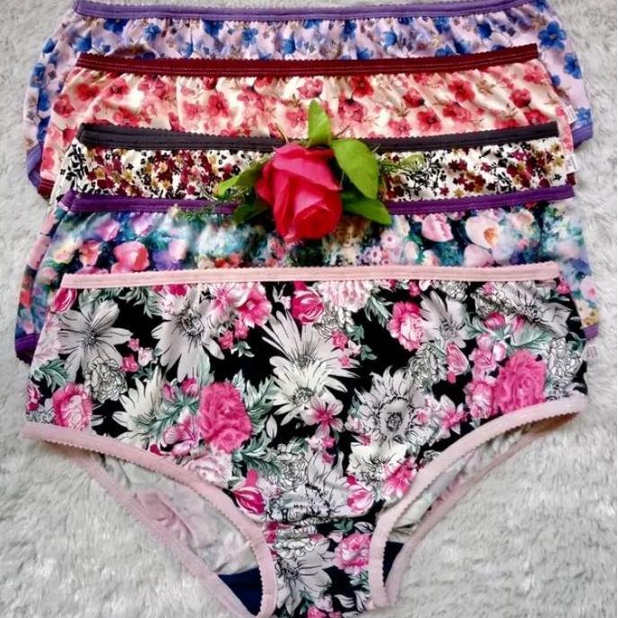 Wkwx- 6 Pcs Cd  Wanita Dewasa Motif Bunga Cantik Bahan Jersey