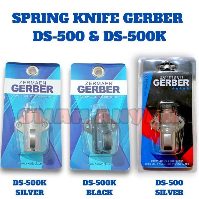Grendel Jendela Spring Knife Gerber DS-500K Warna SN & Black | Pengunci Jendela Kokoh Anti Maling