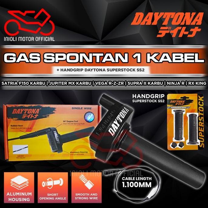 PAKET GAS SPONTAN DAYTONA 1 KABEL SATRIA F150 KARBU JUPITER MX KARBU VEGA R Z ZR SUPRA X 125 KARBU K