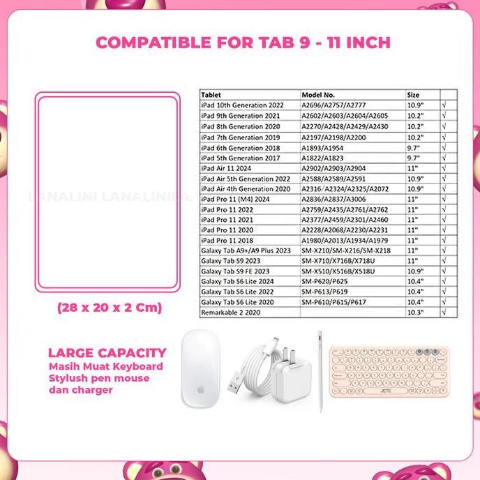 Tas Pouch Jinjing Samsung Galaxy Tab S 8 S8+ S7 Fe S7+ 10 11 Inc Slot