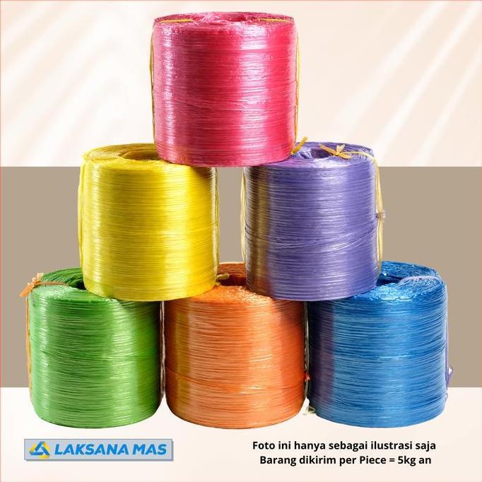 Wokwok- Tali Rafia Plastik Laksanamas Super Warna Glossy Merah/Biru/Kuning/Hijau/Ungu/Oren
