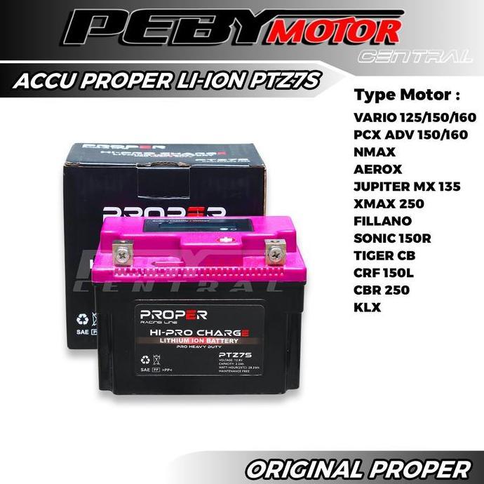 Aki Accu Motor PROPER LITHIUM-ION BATTERY PTZ7S Vario 125 150 160 Nmax Aerox Pcx 150 Adv 160