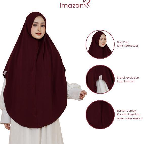 Dieocrd- Imazan Hijab Syari Jersey Korea Non Pet Khimar Syari Haura Series Jilbab Instan Ukuran Stan