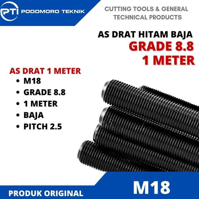 PROMO As Drat Baja M18X1 Meter Long Drat M18 Pitch2.50 Thread Rod M18x1 meter as ulir M18