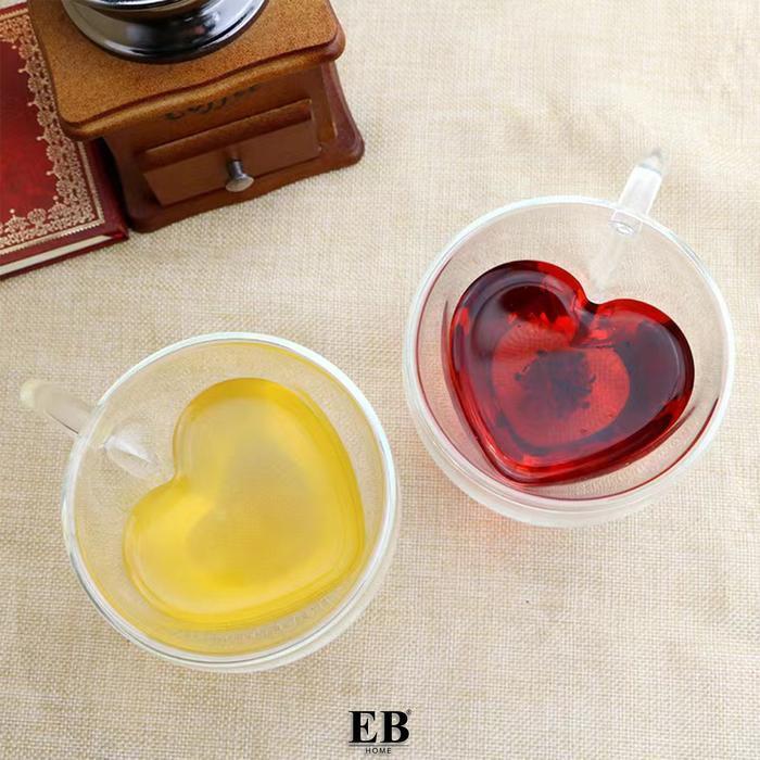 Gelas Cangkir Minum Bentuk Love / Glass Tea Cup EB Home 923