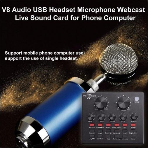 Soundcard V8 Mixer External Soundcard V8 Audio Microphone Singing Live
