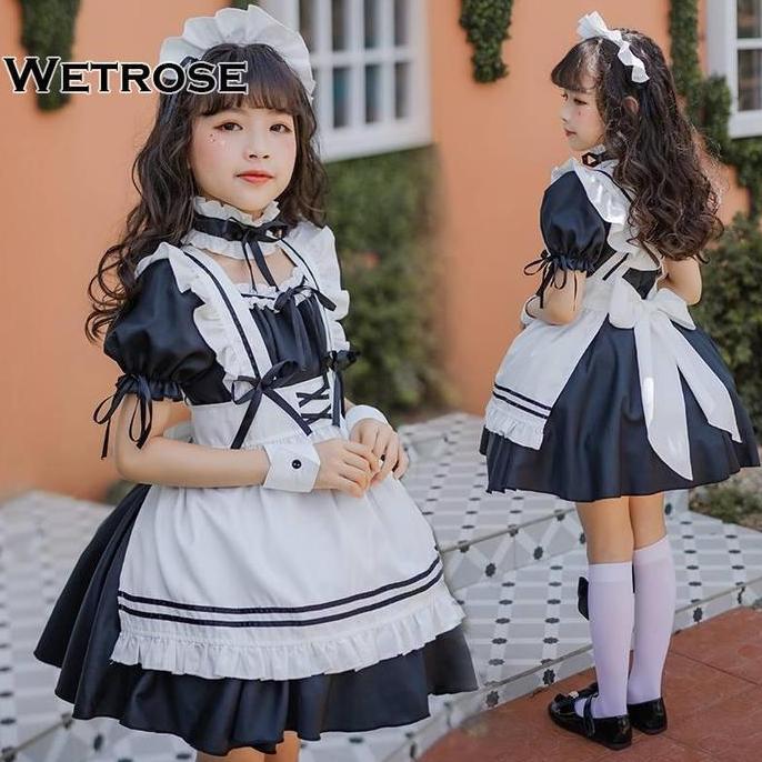 WetroseReady Stock Cute Soft Girl Anak Cewek Gadis Muda Japanese Lolita Maid Costume Cosplay Anime D