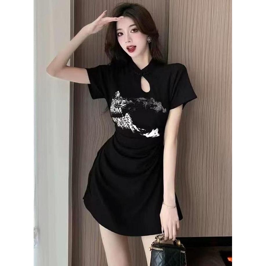 Mini Dress Cheongsam Wanita Import | Bahan Kaos Import Premium Quality