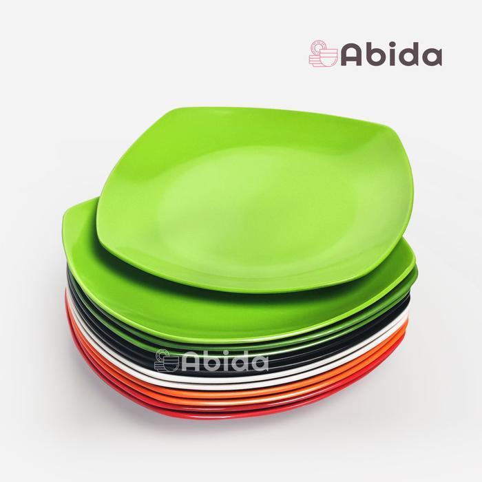 Abida 1 Lusin Piring Kotak Melamin 9,5 inch Piring Makan Lusinan M5395