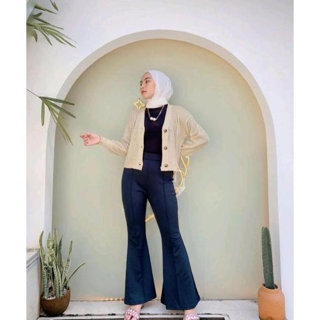 Pastikirim- Celana Cutbray Wanita Panjang Model Jahitan Cubit Bahan Kain Scuba - Casual