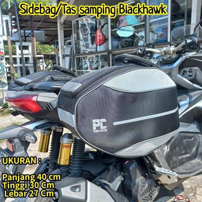 PCSB2 Planet Custom SIDEBAG PC BLACKHAWK Tas Samping Motor Bahan 1680dable Lembar Rangka Flat Rain C