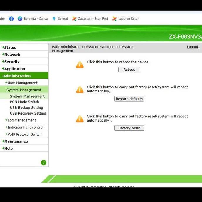 Lansungkirim- Router Onu Zte F663Nv3A Xpon