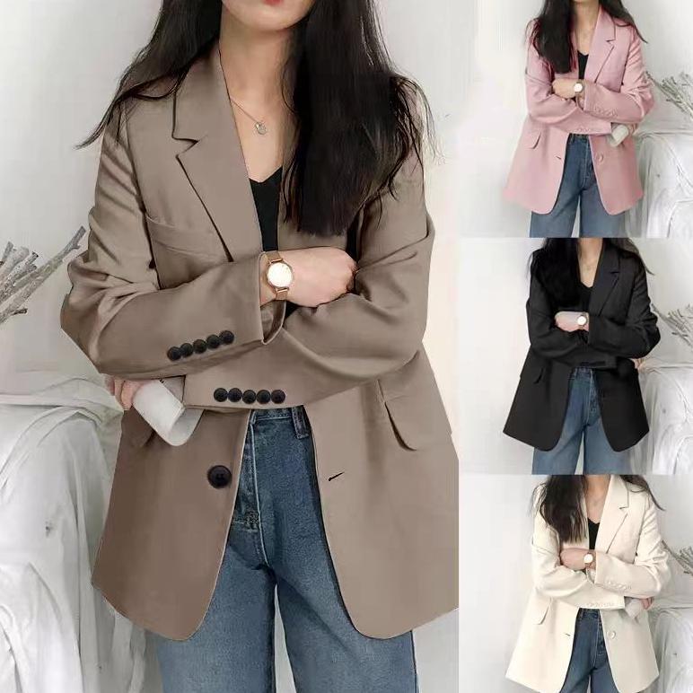 ORIGINAL BLAZER LENGAN PANJANG POLOS / BLAZER WANITA /JAS KANTOR KOREA / JAS BLAZER SLIMFIT WANITA M