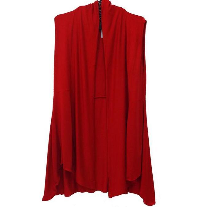 Nhm Rompi Cardigan saskia tanpa lengan spandek rayon,vest,outer Merah Wanita Atasan Panjang Hitam Ov