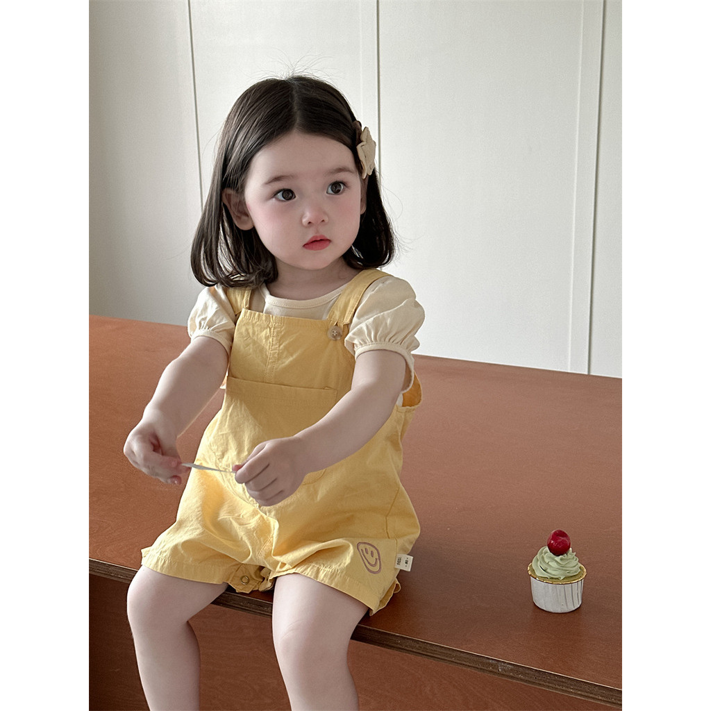 Setelan Kaos Lengan Pendek Dan Overall Anak Perempuan Setelan Pakaian Anak Perempuan Gaya Korea Yang