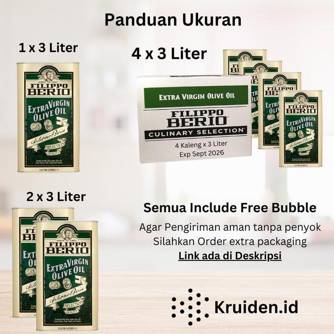 Foodgret- Filippo Berio Extra Virgin Olive Oil 3 Liter Minyak Zaitun Premium